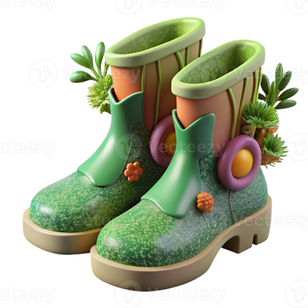 Plantable Boots Green Garden Decor png