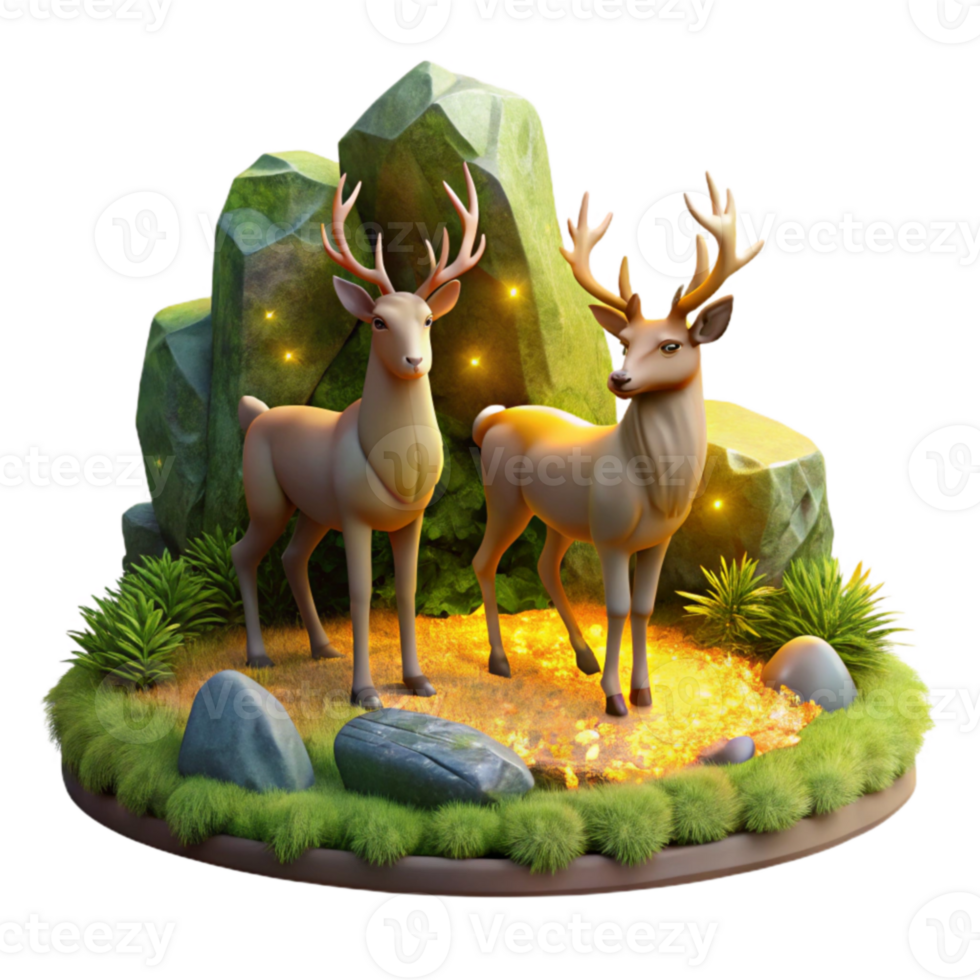 Enchanted Deer in Glowing Grotto png