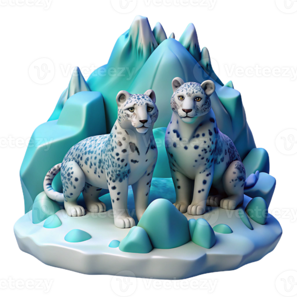 Snow Leopards in Icy Mountain Habitat png