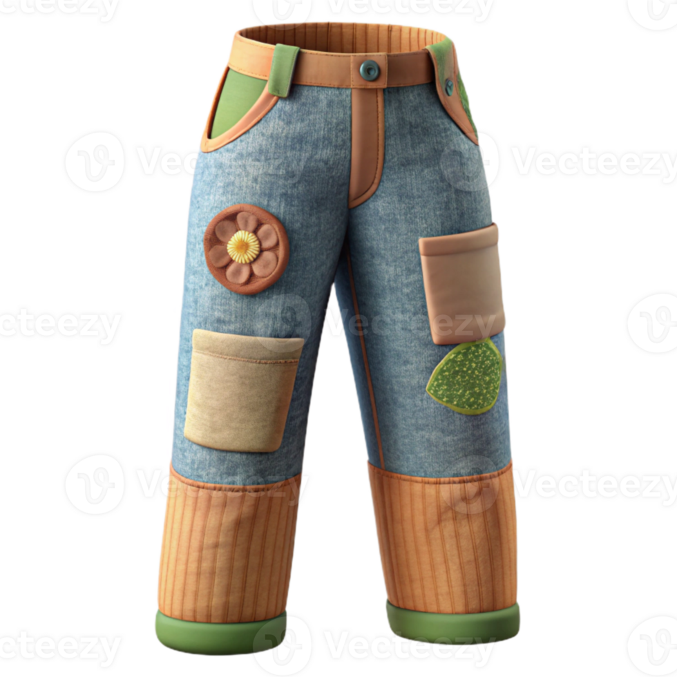 Cute Patchwork Jeans Whimsical Childrens Apparel png