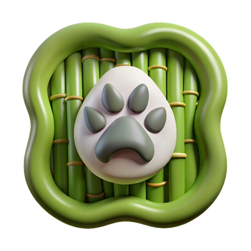 Paw Print on Bamboo 3D Render png