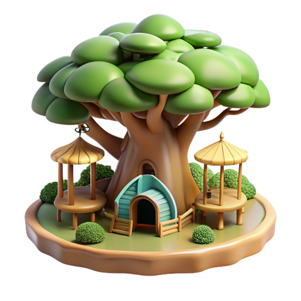 Enchanted Treehouse Playset 3D Render of Magical Playground png