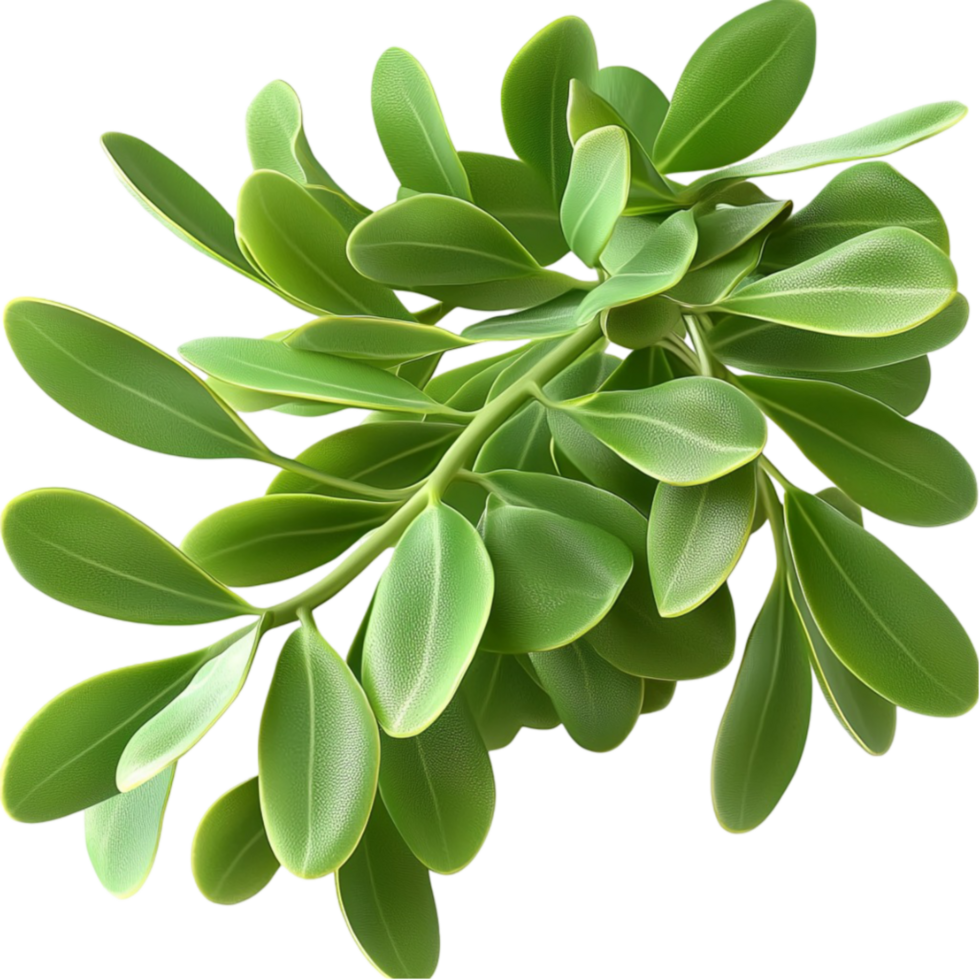 Fresh green leaves with a glossy texture and small rounded shapes growing together png