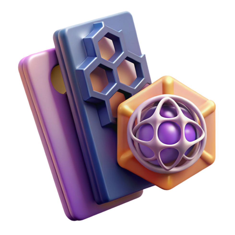 Abstract 3D Geometric Shapes Honeycomb, Sphere, and Blocks png