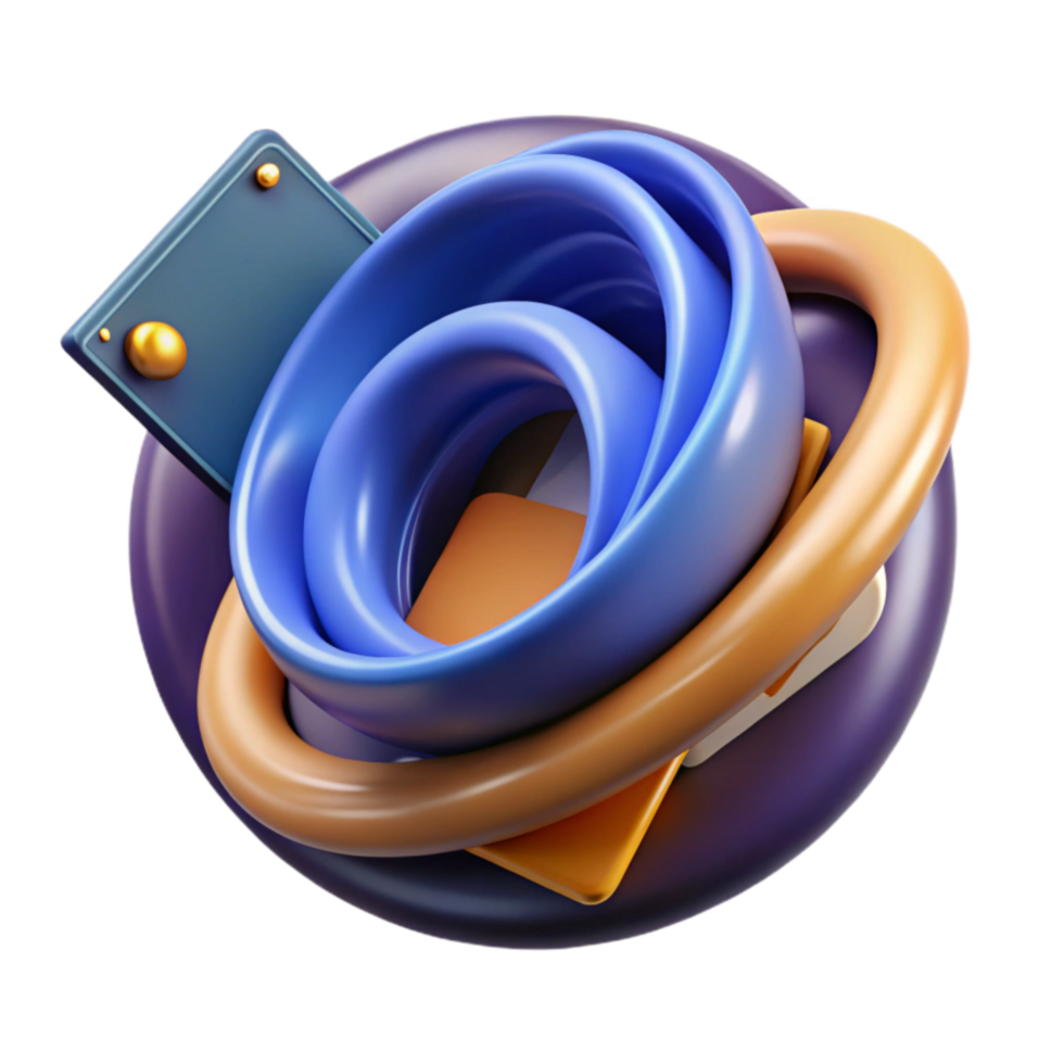 Abstract 3D Render Intertwined Shapes and Dynamic Forms png