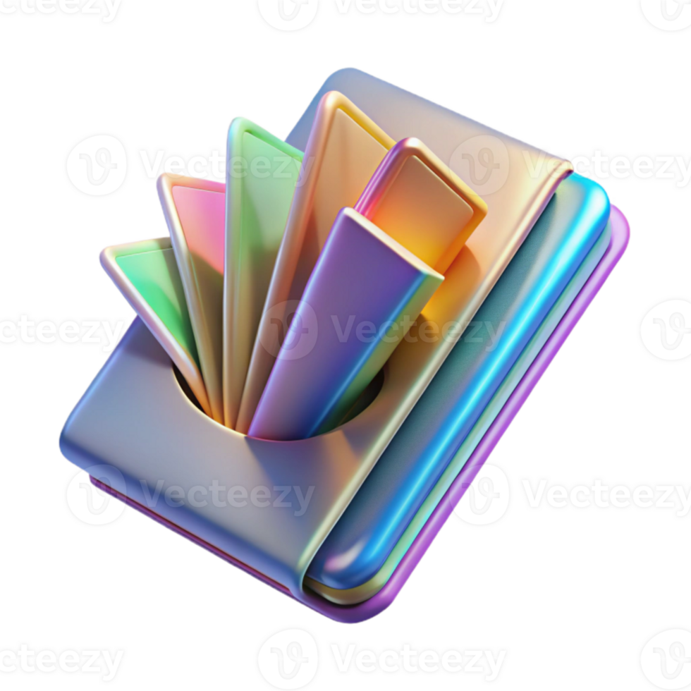 Abstract Iridescent Book with Colorful Layers png