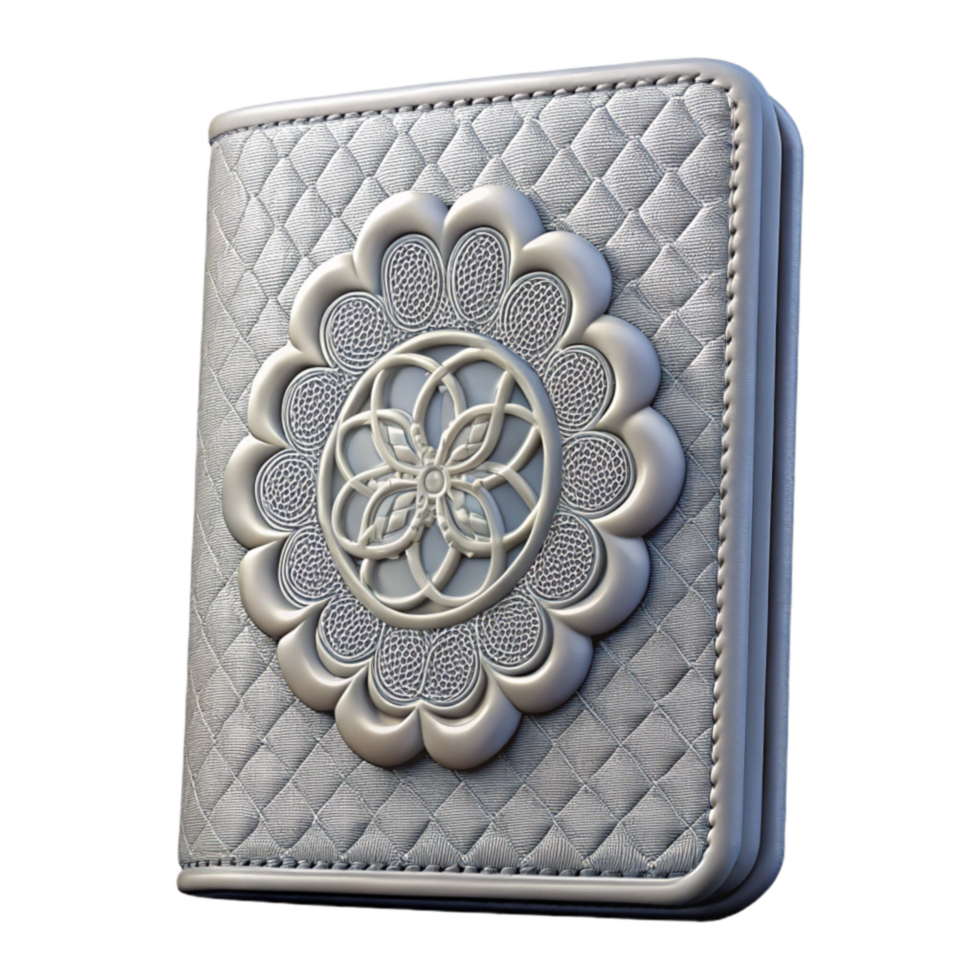 Elegant Embossed Wallet Floral Design, Woven Texture png
