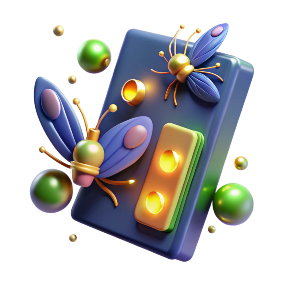 3D Render Firefly and Abstract Device png