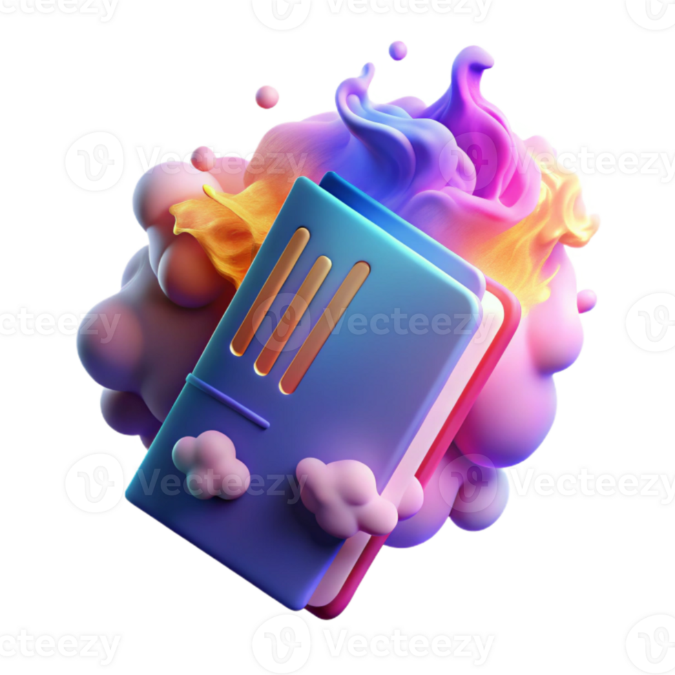 Vibrant Notebook, 3D Render, Abstract, Colorful, Books, Imagination, Creativity, Learning, Education, Knowledge png