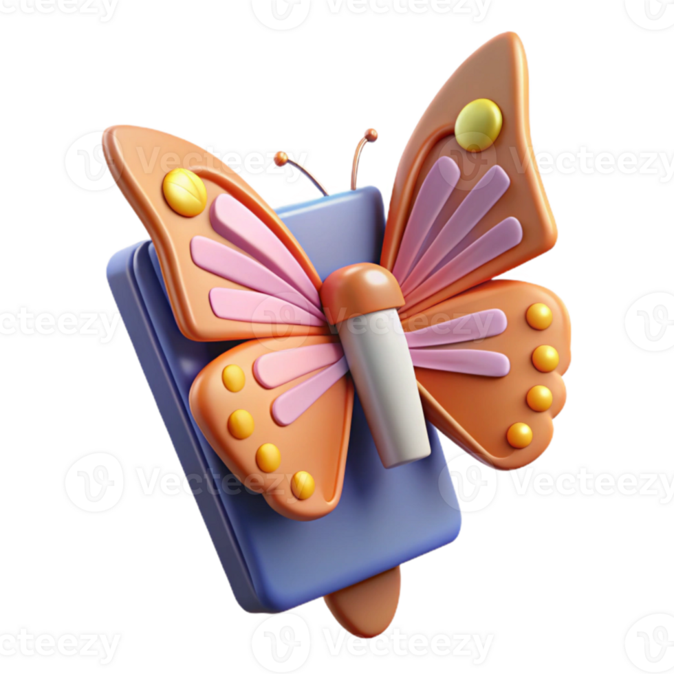 3D Butterfly Popsicle Summer Icon png