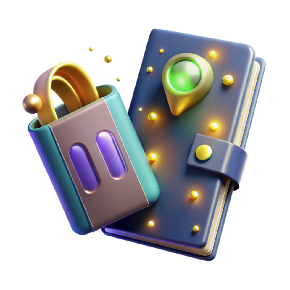 3D Notebook with GPS Locator Travel Journal App Icon png