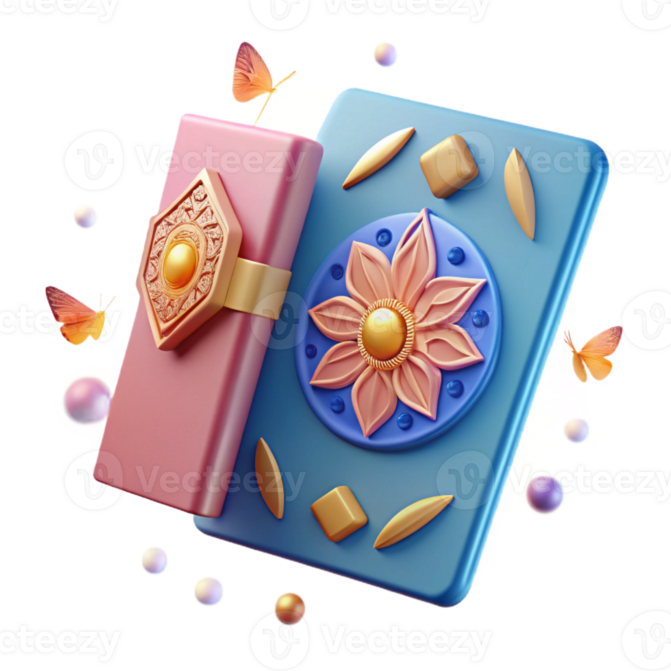 Ornate Books, 3D Render, Floral Design, Butterflies, Abstract Art png