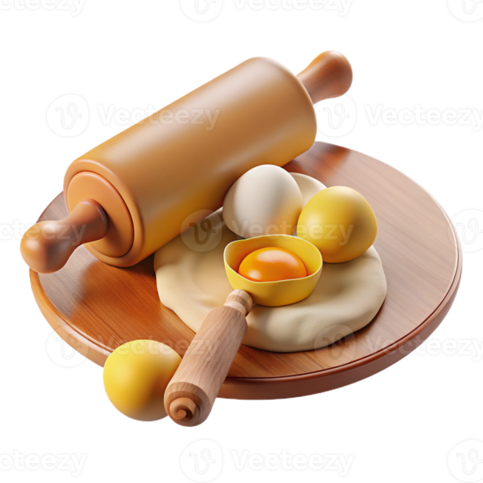 Baking Dough Rolling Pin Eggs Pastry Recipe png