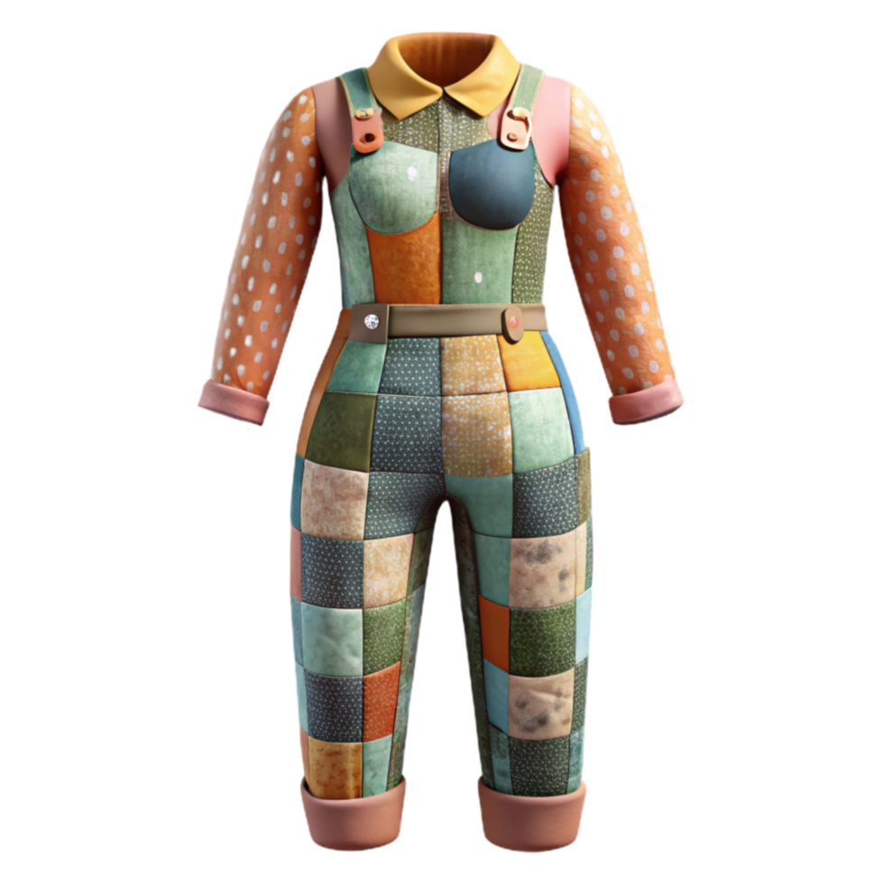 Patchwork Jumpsuit A Colorful, Quilted Design png