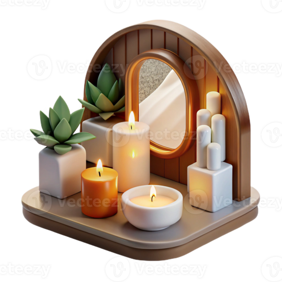 Serene Spa Setting with Candles and Succulents png