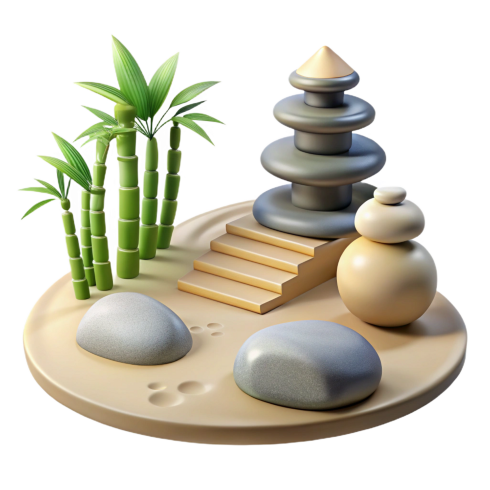 Zen Garden Stones, Bamboo, and Serenity png