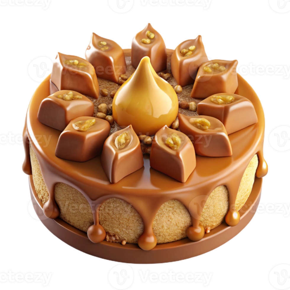 Caramel Cake with Chocolate and Nuts png
