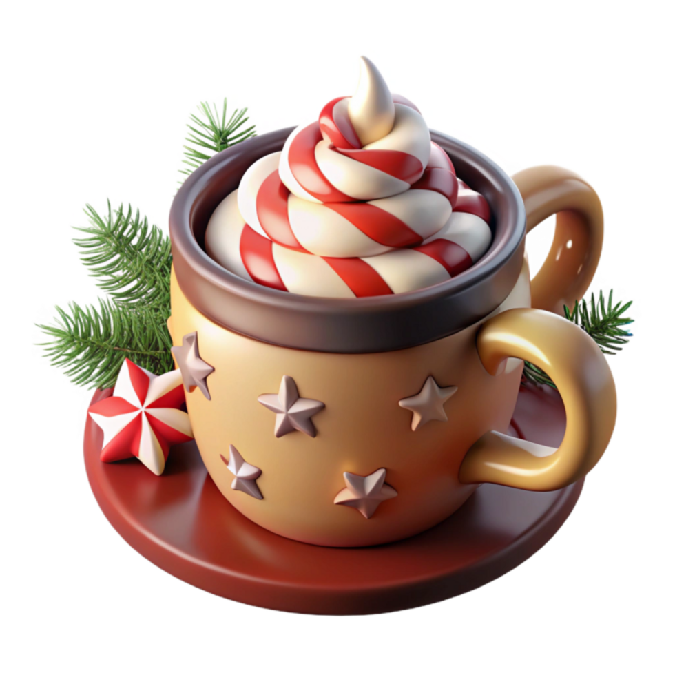 Candy Cane Hot Cocoa Festive Winter Drink png