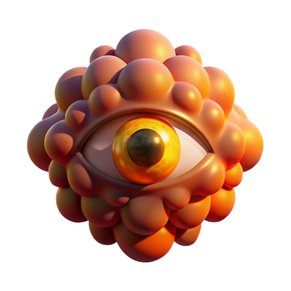 Abstract 3D Render Glowing Eye in Orb png