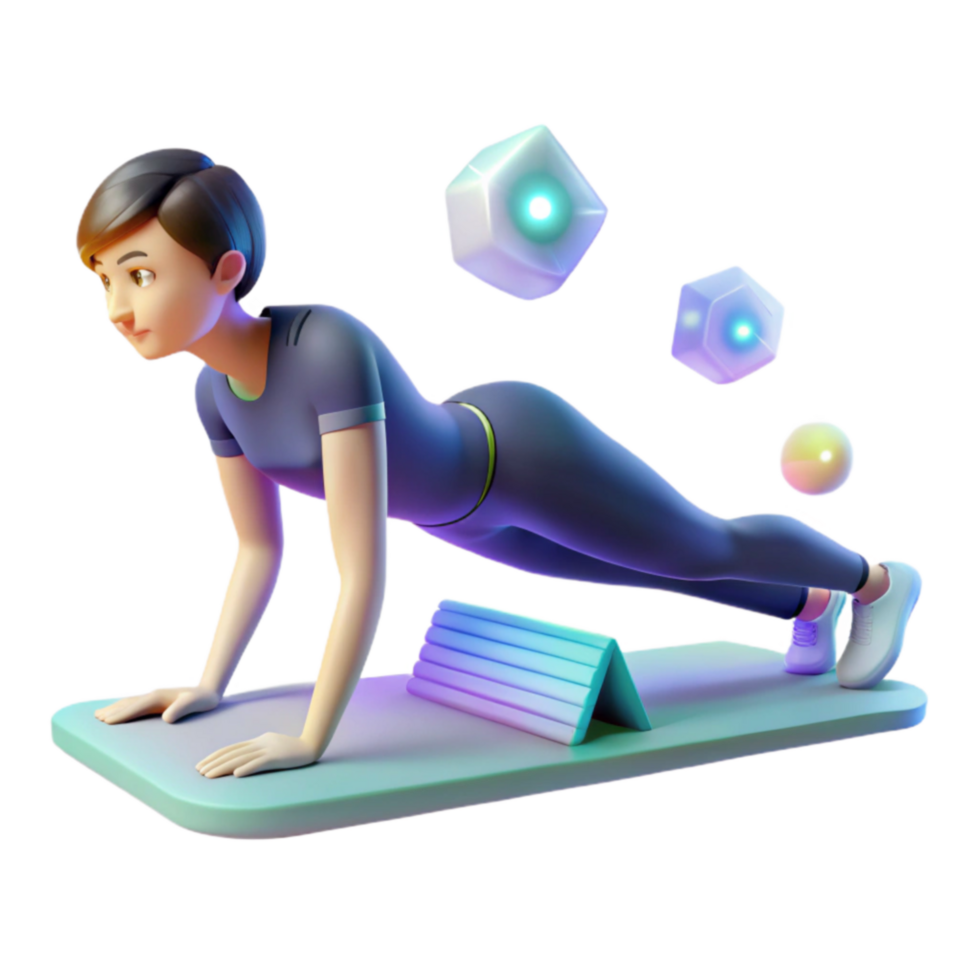Interactive Fitness Plank Exercise Guide with 3D Visuals png