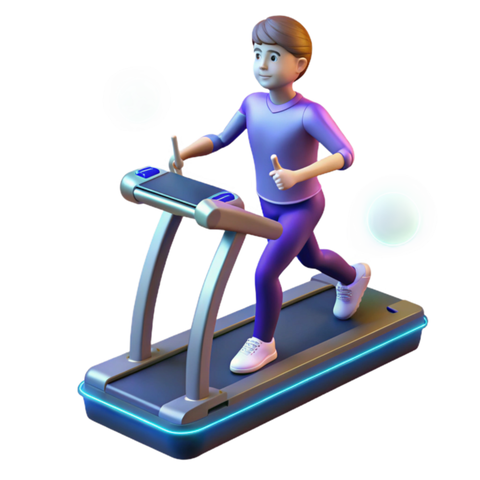 3D Animation Person Running on Treadmill, Fitness, Exercise png