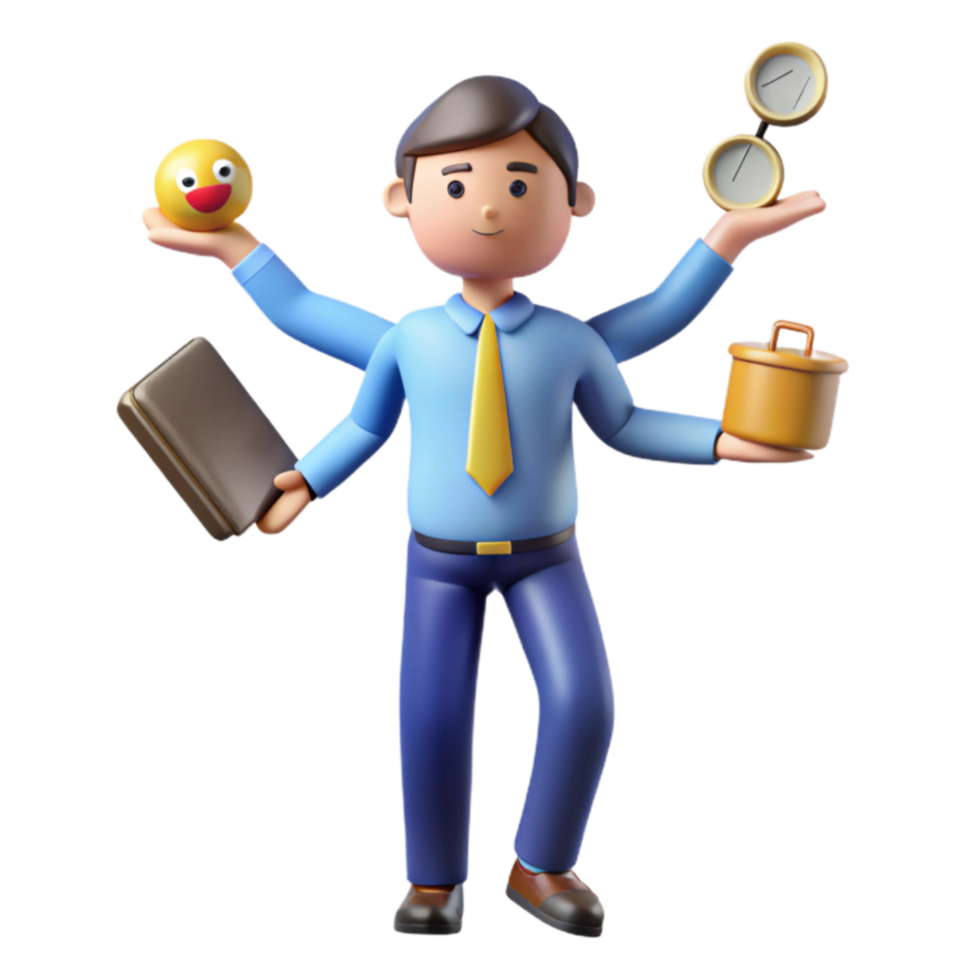 Multitasking Businessman Juggling Work and Life png