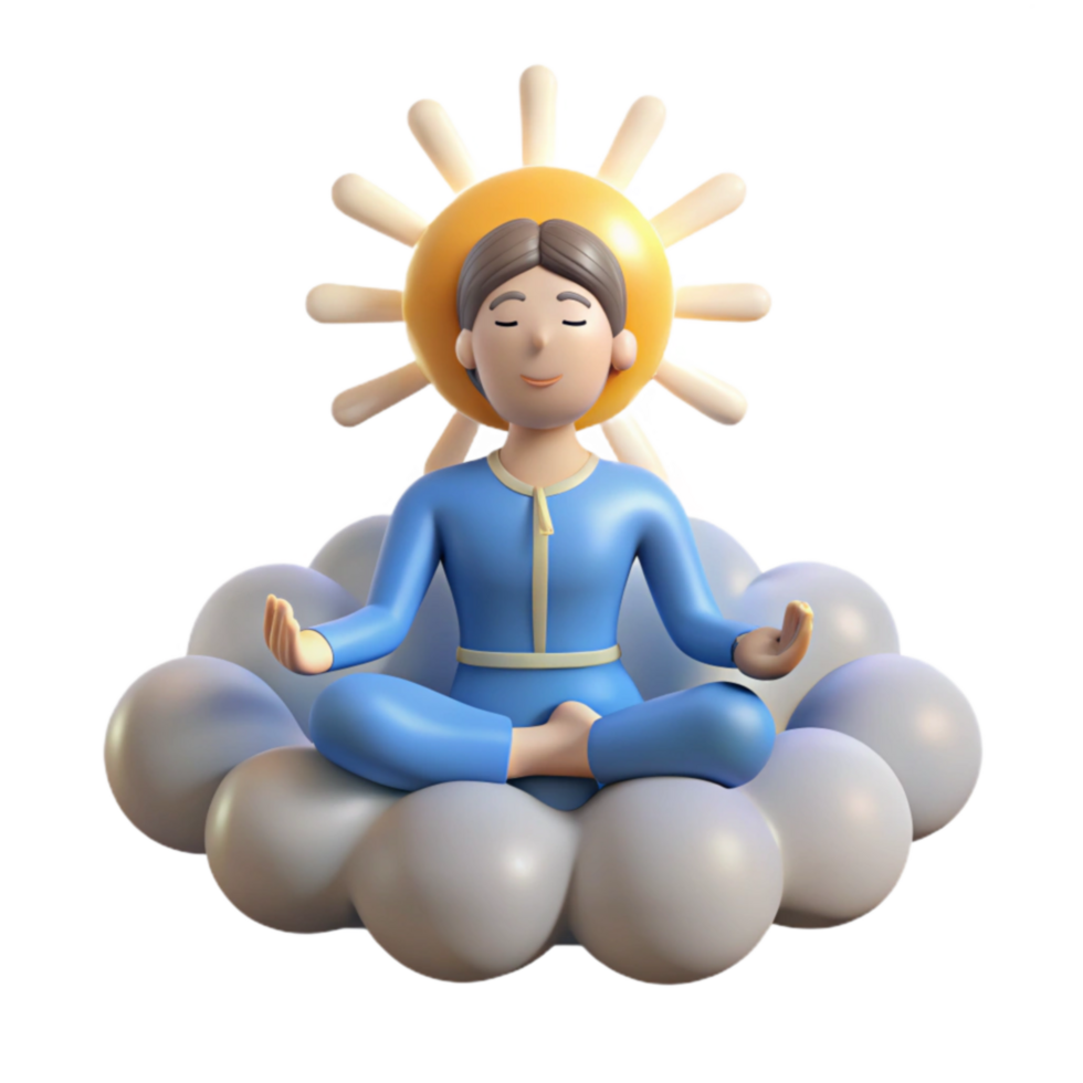 Serene Meditation Finding Inner Peace on a Cloud png