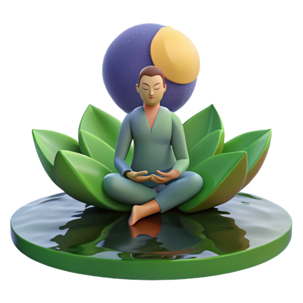 Mindfulness Meditation Lotus Pose, Moon Serenity png