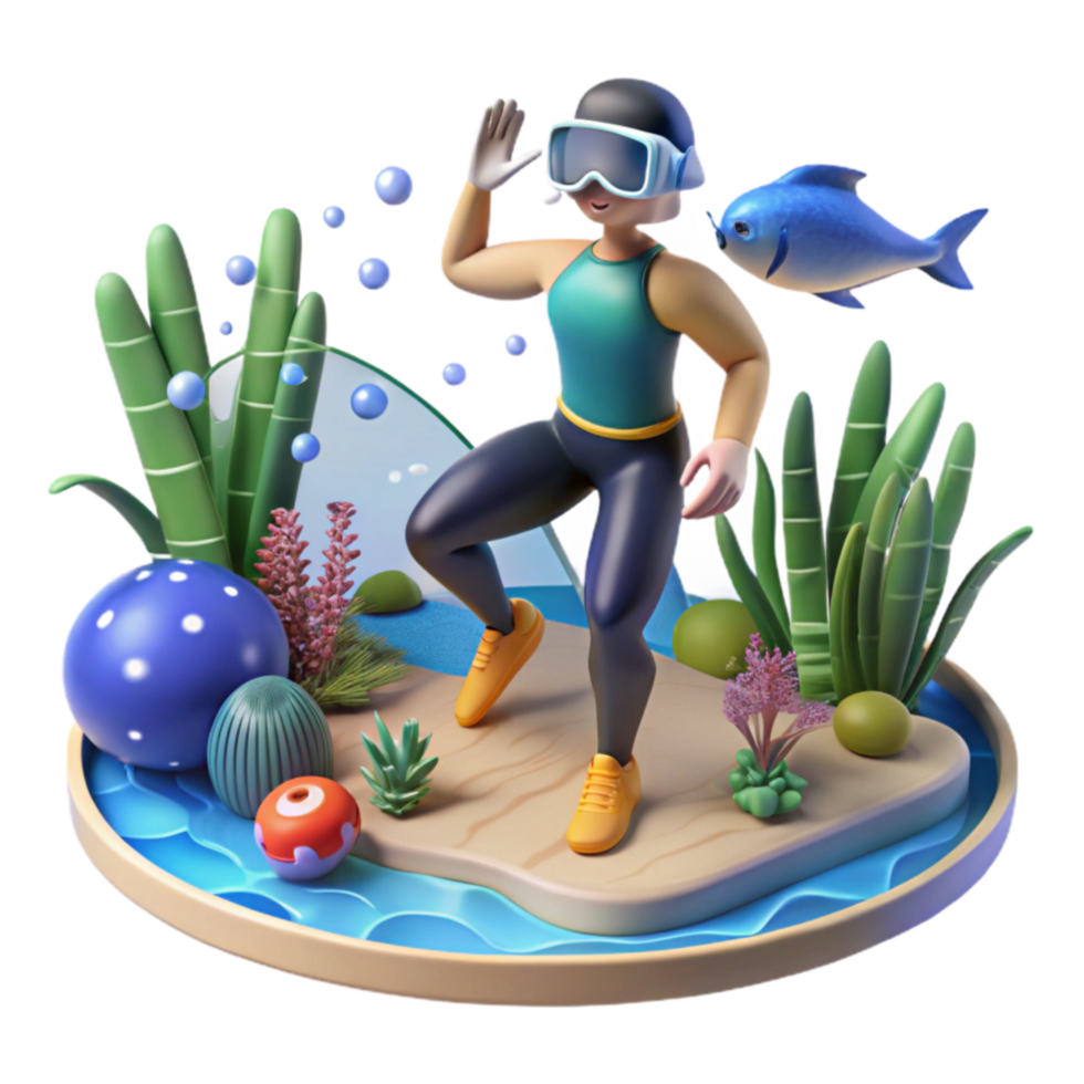 Virtual Underwater Exploration 3D Dive into Ocean png