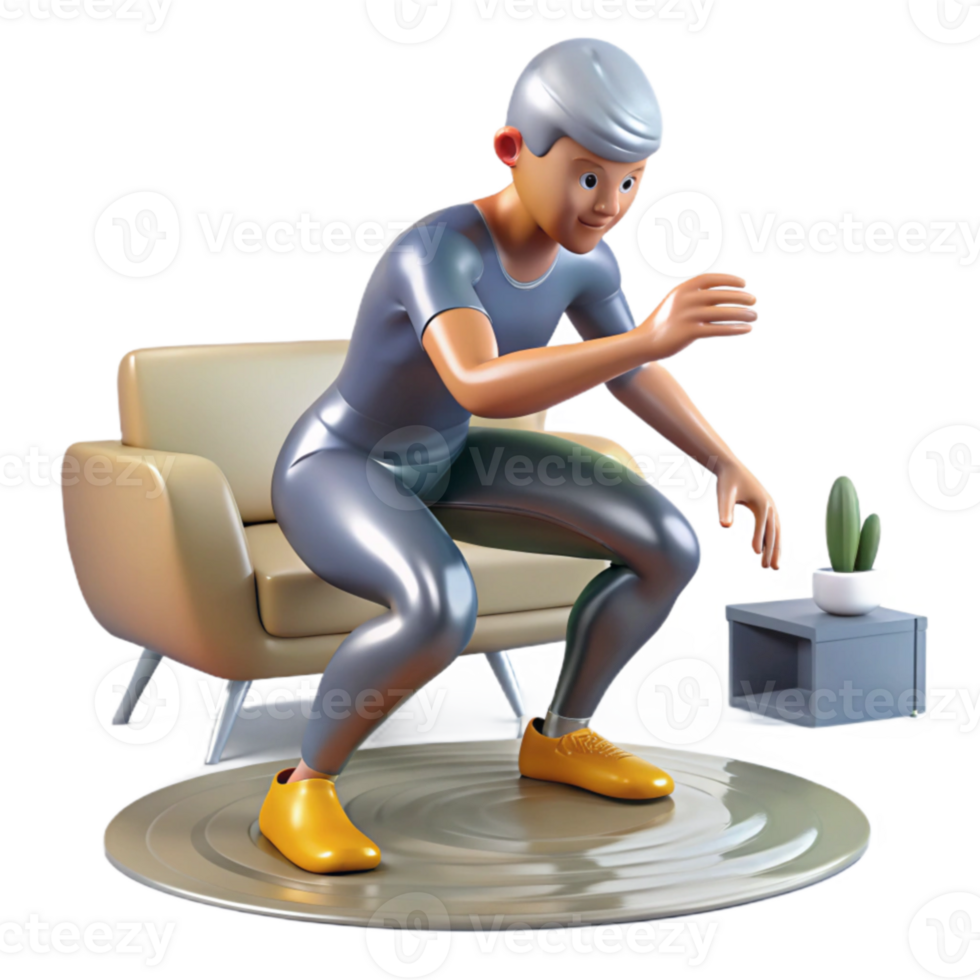 3D Animated Person Sitting, Home Exercise, Fitness png
