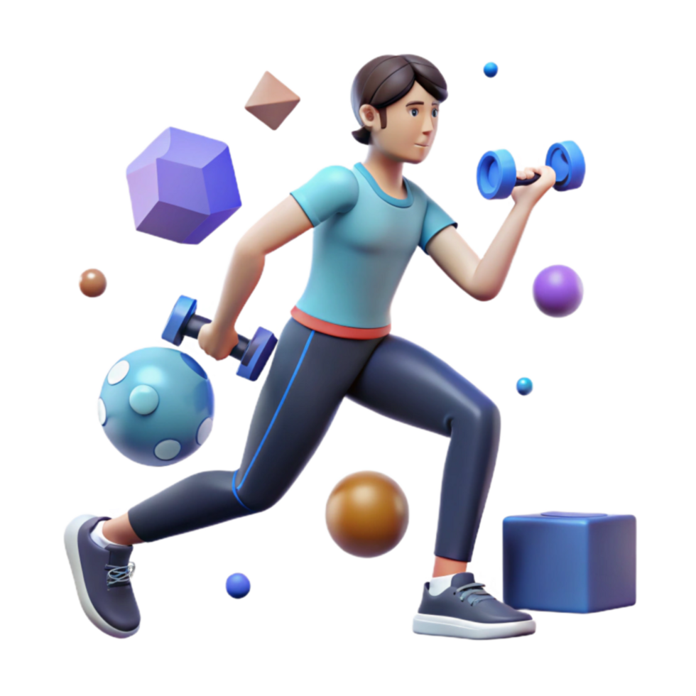 3D Animated Fitness Exercise Routine Visualization png