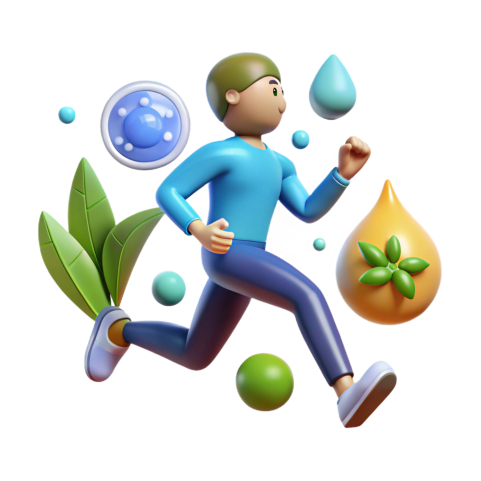 Active Lifestyle Wellness Journey with Hydration Essential Oils png