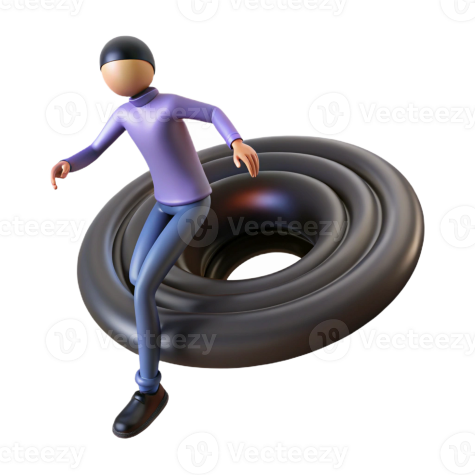 3D Cartoon Figure on a Ring png