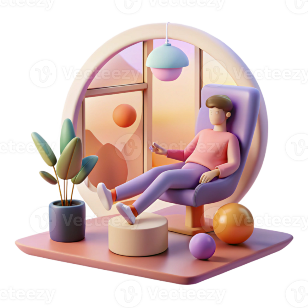Relaxing in a Modern Chair by the Window png
