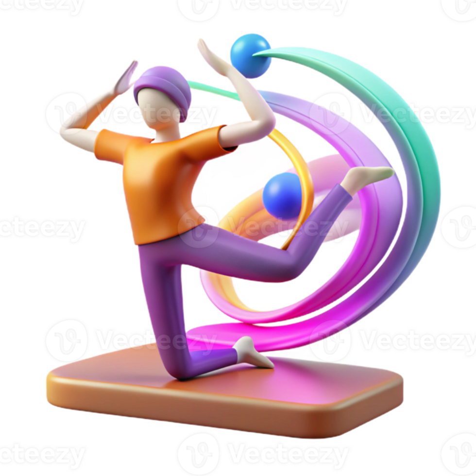 Dynamic 3D Render of a Person Performing Artistic Gymnastics png