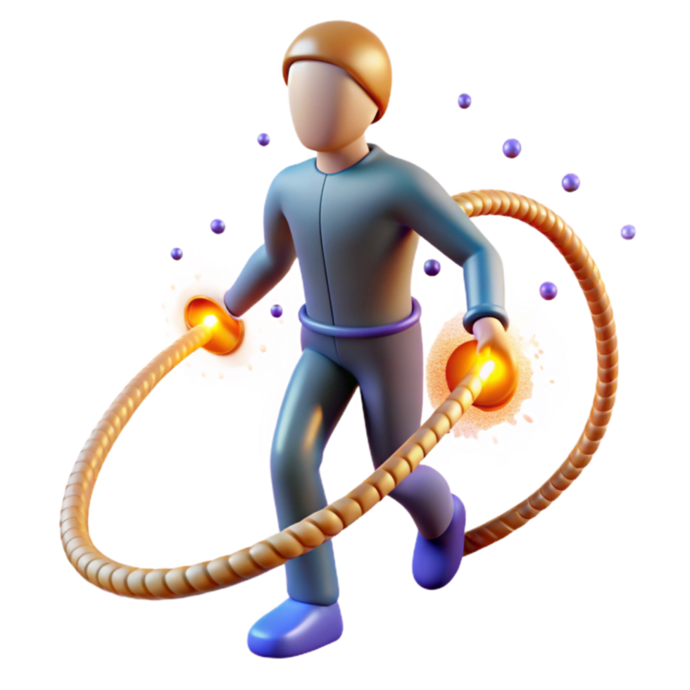 3D Render Energy Orb Rope Animation png