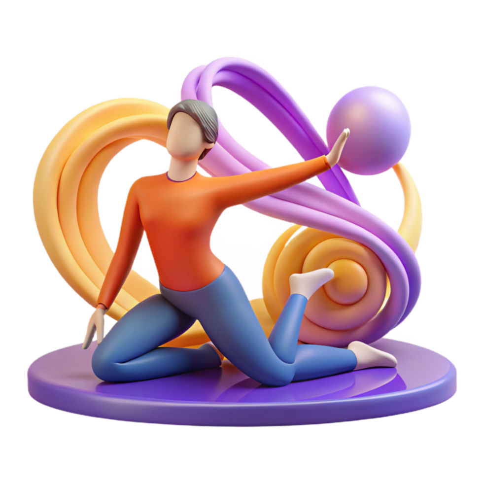 Abstract 3D Render Figurative Art of Movement and Flow png