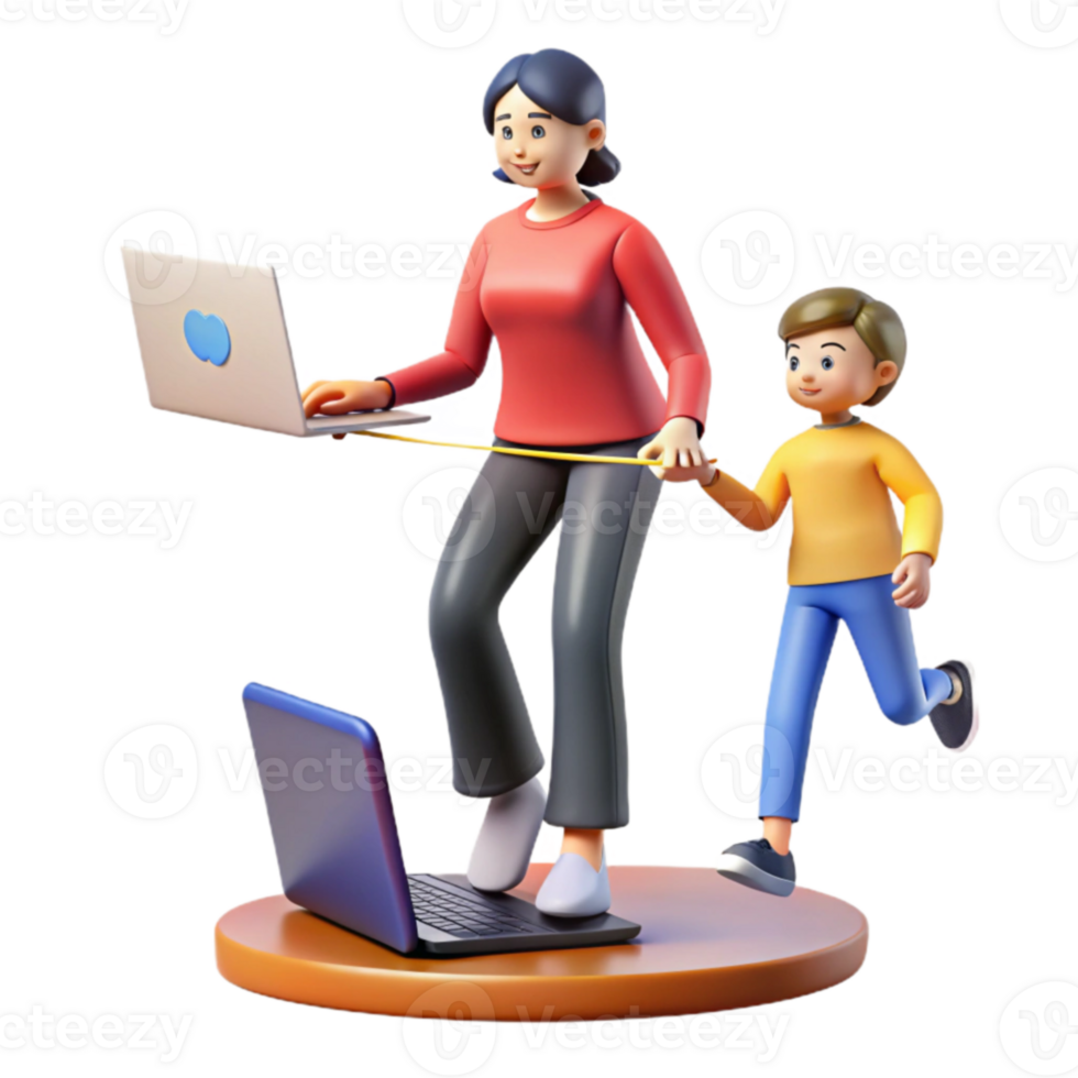 Parent Working from Home with Child png