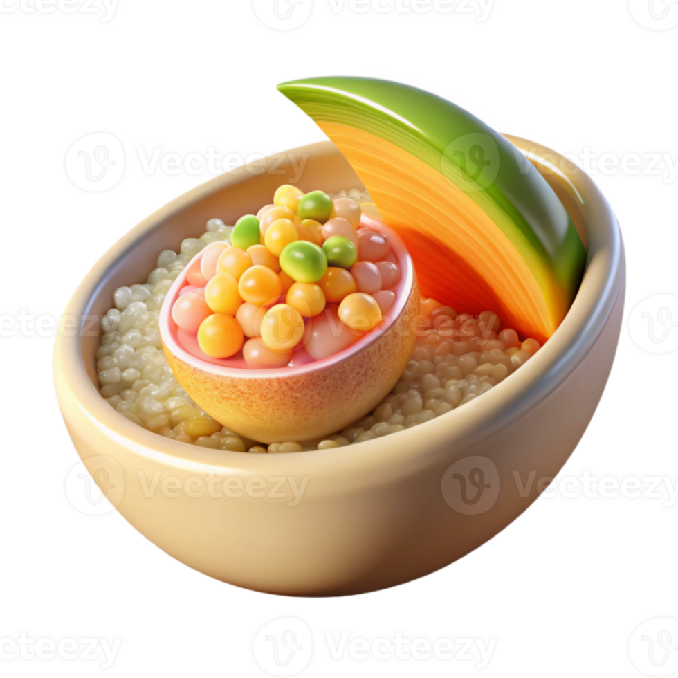 Sweet Tropical Fruit Dessert in a Bowl png