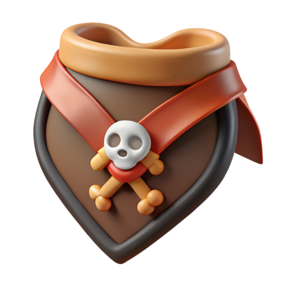 3D Render Cartoon Skull Crossbones Pouch png