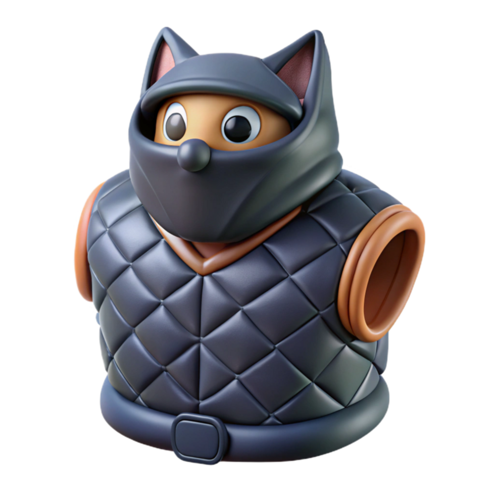 Cute Cat in Armor 3D Render of a Feline Knight png
