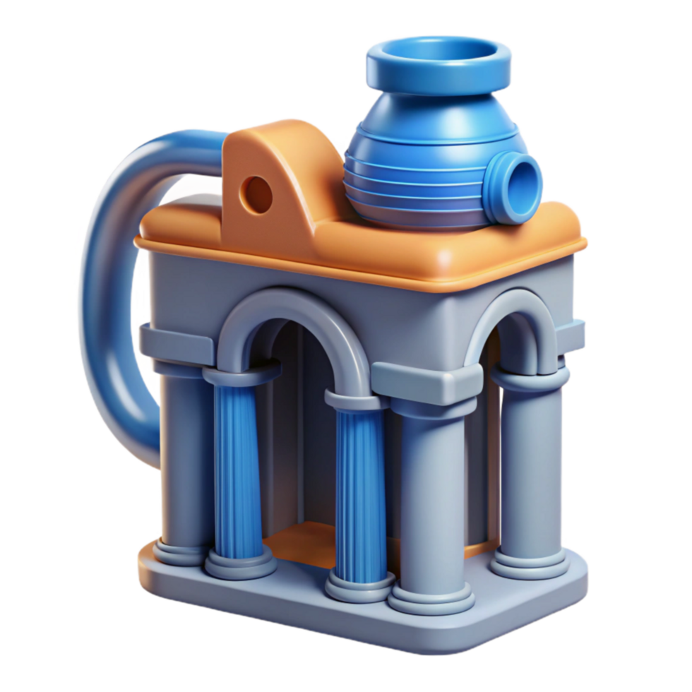 3D Render Miniature Architectural Model with Columns and Urn png