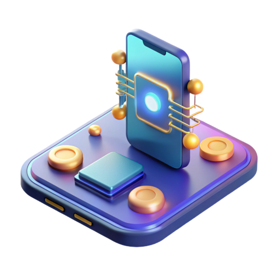 Mobile App Tech Smart Device Integration 3D UI Design png