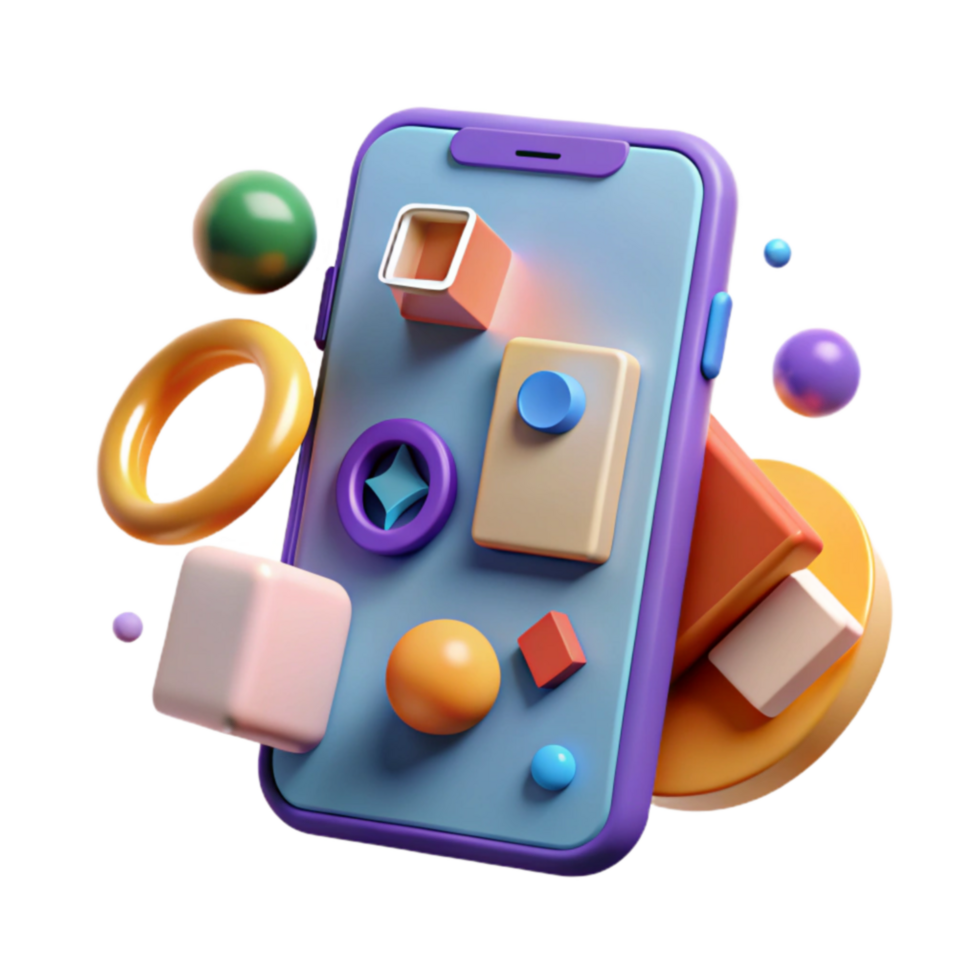 Mobile App Design Colorful 3D Shapes UI png