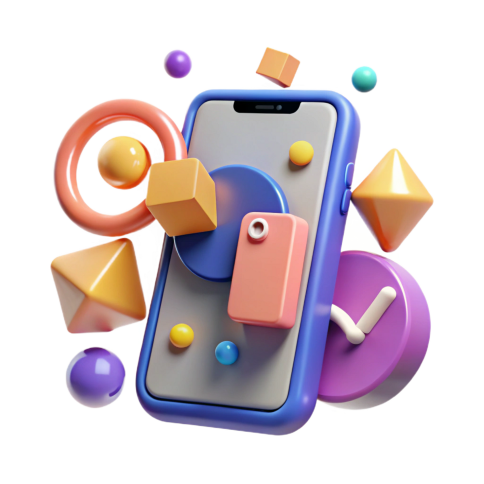 Mobile App Design 3D Shapes UI png