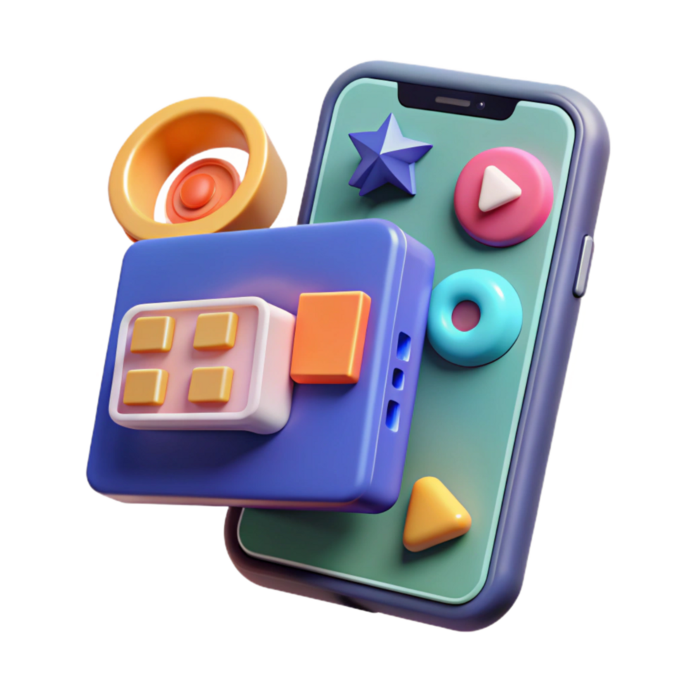 Mobile App UI Design Colorful 3D Icons Playful Interface png