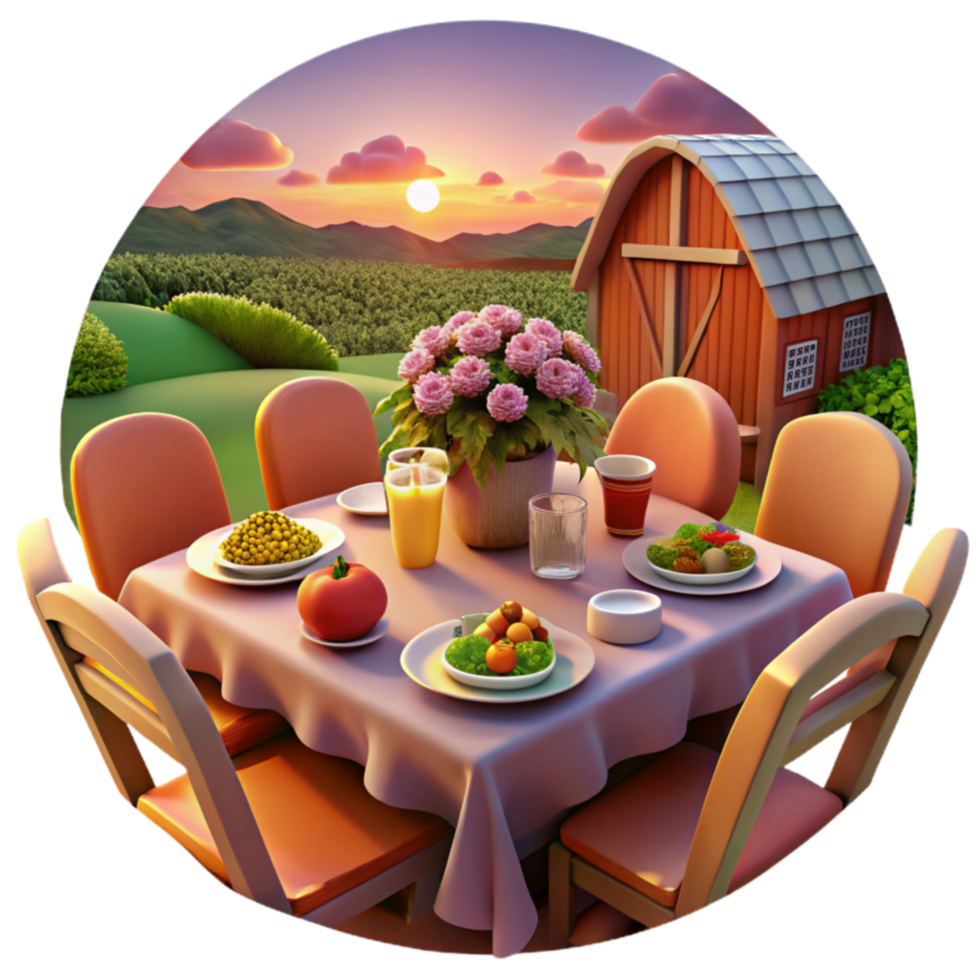 Sunset Dinner Table Rural Idyll png