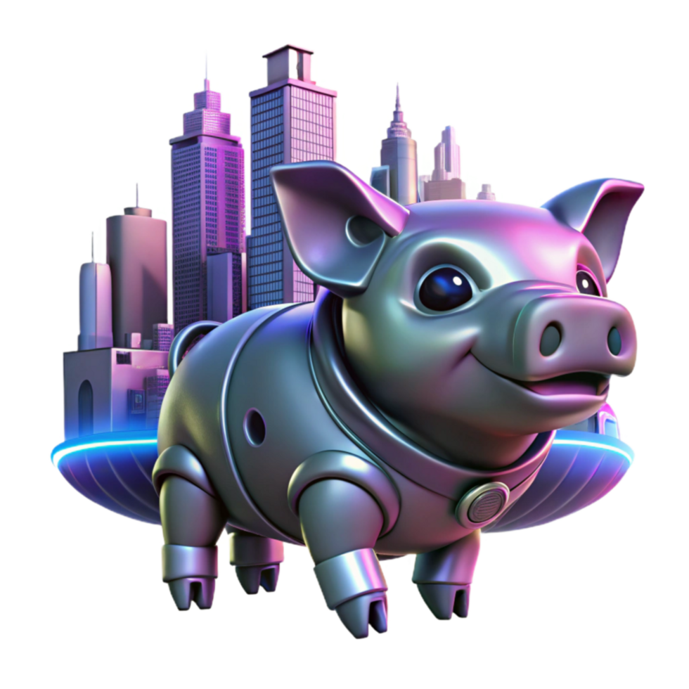 Robotic Pig Soaring Over Metropolis png