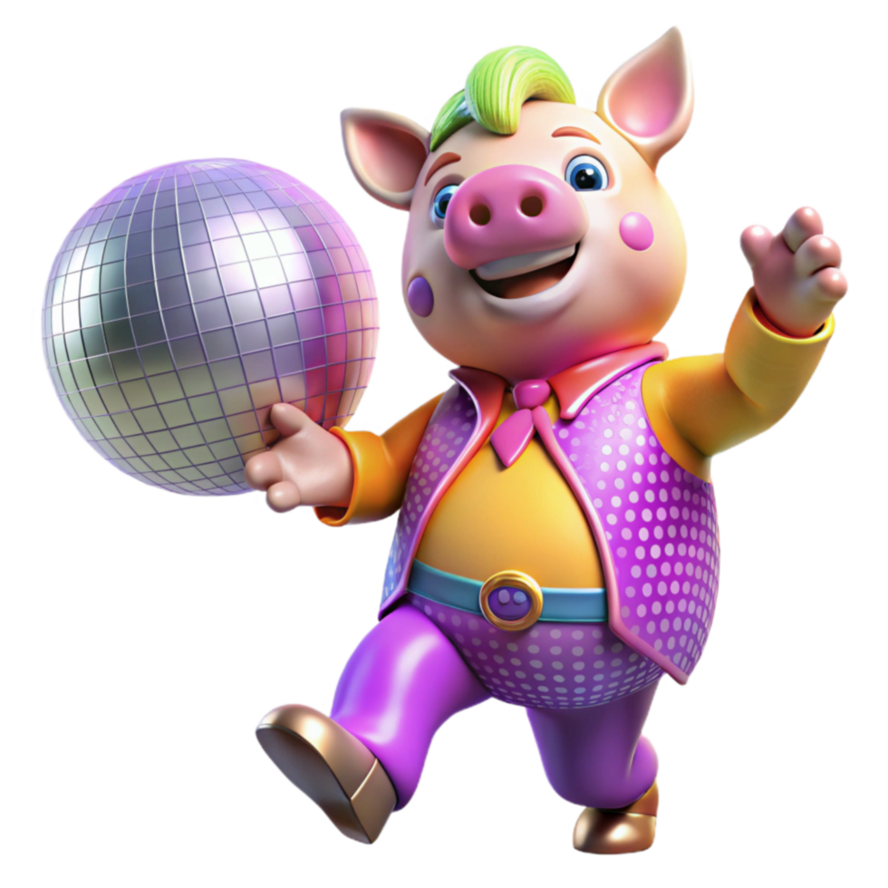 Groovy Pig Disco Ball Dance Party png