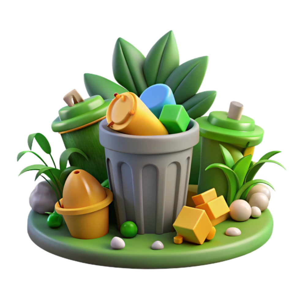 3D Render Waste Disposal, Recycling, Environmental Cleanup png